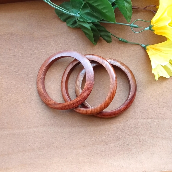 No Brand Jewelry - 3PC Beautiful Natural Wood Bangle Bracelet Set